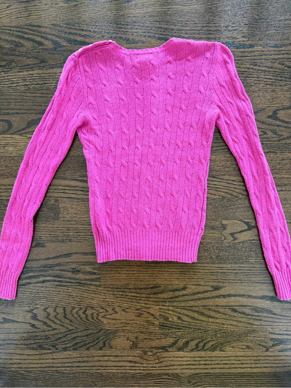 Rugby Ralph Lauren Vibrant Pink Cable-Knit Crew Sweater - Picture 5 of 5